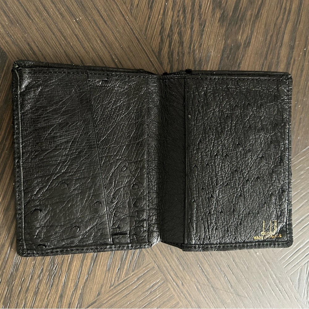 Dunhill Black Ostrich Bi Fild Leather Card Holder Wallet UNISEX - Picture 3 of 6